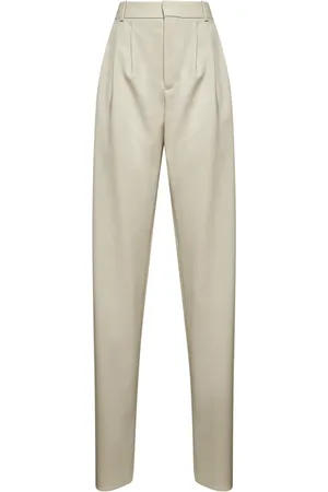 Saint Laurent Straight Trousers, female, , Size: M Wool Trousers with Pleats