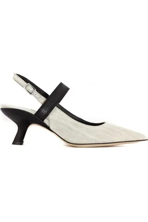 vic matiè Pumps, female, , Size: 9 US Grey Denim Slingback Sandals with Ankle Strap