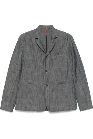 BARENA Blazers, male, , Size: L Grey Linen Cotton Blazer Jacket