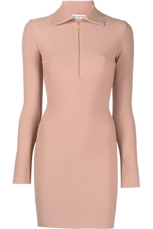 Alaïa Short Dresses, female, , Size: S Powder Half-Zip Mini Dress