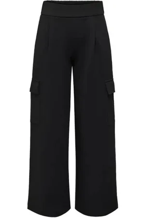 JACQUELINE DE YONG Wide Trousers, female, , Size: M Plain Slip-On Trousers with Side Pockets