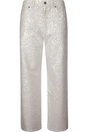 P.A.R.O.S.H. Straight Jeans, female, , Size: L Paillette Embellished Jeans