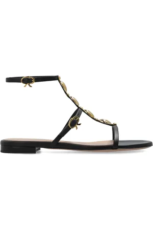 Gianvito Rossi Flat Sandals, female, , Size: 11 US Kalinda Leather Flat Sandals