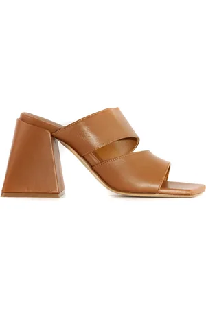 vic matiè Heeled Mules, female, , Size: 7 US Leather Double Strap Sandals
