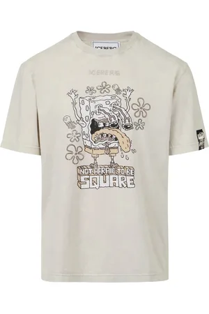 Iceberg T-Shirts, male, , Size: S Dusty-colored regular-fit jersey T-shirt with SpongeBob print