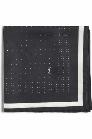 Saint Laurent Silky Scarves, male, , Size: ONE SIZE Silk Square Scarf with Contrasting Patterns