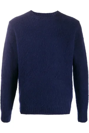 Aspesi Round-neck Knitwear, male, , Size: 2XL Navy Wool Sweater