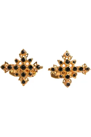 Dolce & Gabbana Cufflinks & Tie Clips, male, , Size: ONE SIZE Gold Cross Crystal Cufflinks
