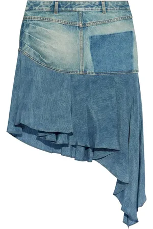 Balmain Denim Skirts, female, , Size: S Asymmetric Midi Skirt