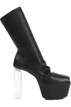 Rick Owens Heeled Boots, female, , Size: 10 US Grill Stretch Peeptoe Boots