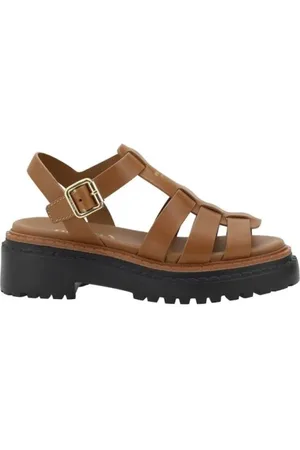 Prada Flat Sandals, female, , Size: 10 US Stylish Leather Sandals with Tread Sole