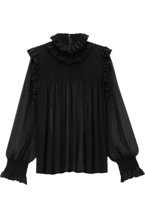 Saint Laurent Blouses, female, , Size: L Frilled Silk Shirt