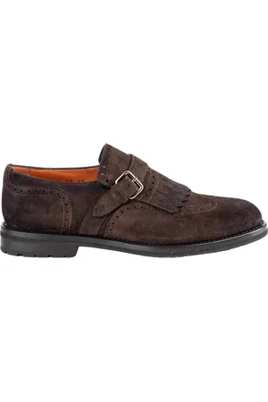 santoni Loafers, male, , Size: 8 1/2 US Suede Flat Shoes with Fringe