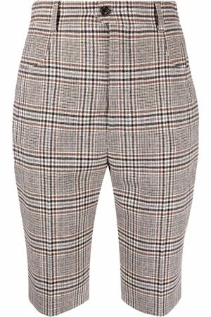 Saint Laurent Short Shorts, female, , Size: XS Wool Blend Prince Of Wales Shorts