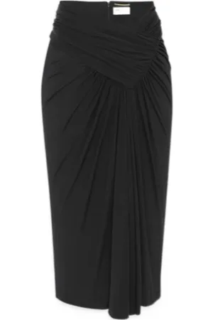 Saint Laurent Midi Skirts, female, , Size: M Draped Waist Midi Skirt