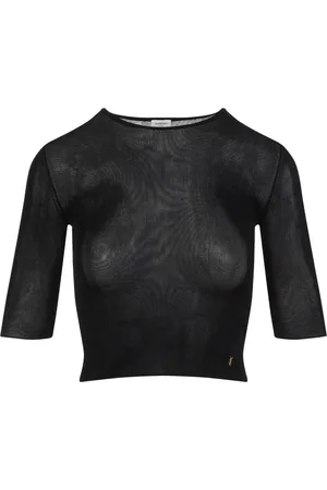 Saint Laurent Blouses, female, , Size: M Cassandre Knit Top
