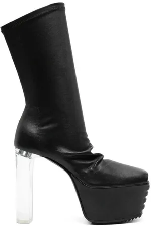 Rick Owens Heeled Boots, female, , Size: 10 US Grill Stretch Peeptoe Boots