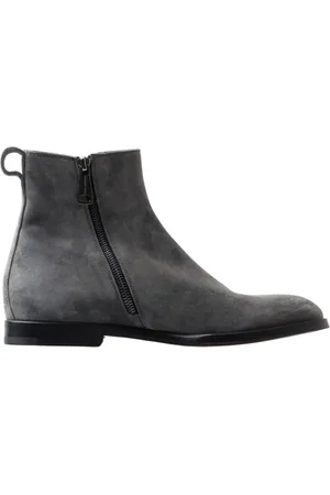 Dolce & Gabbana Ankle Boots, male, , Size: 6 US Leather Chelsea Zipper Boots