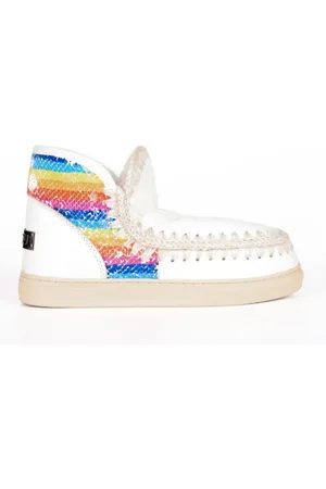 Mou Winter Boots, female, , Size: 8 US Rainbow White Leather Sneakers