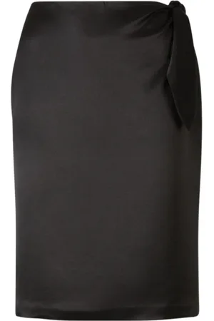 Saint Laurent Midi Skirts, female, , Size: L Straight Midi Skirt with Waist Tie