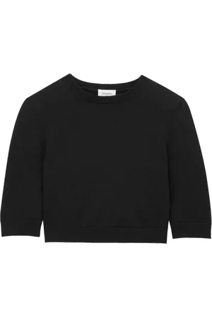 Saint Laurent Round-neck Knitwear, female, , Size: M Knitted Wool Crop Top