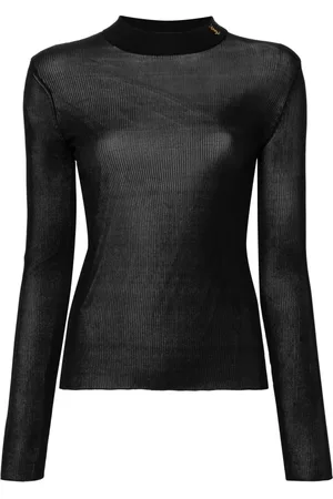 Saint Laurent Turtlenecks, female, , Size: S Ribbed Sweater Cassandre in Silk