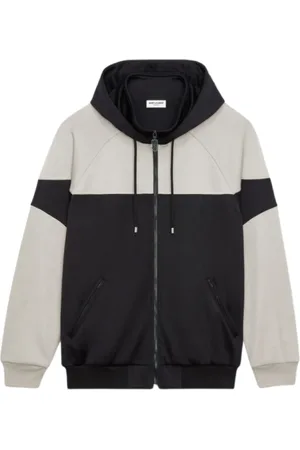 Saint Laurent Zip-throughs, male, , Size: L Zippered Hoodie with Embroidery
