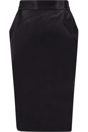 Saint Laurent Midi Skirts, female, , Size: M Silk Skirt with Zip Closure