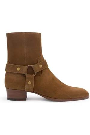 Saint Laurent Ankle Boots, male, , Size: 9 US Wyatt Leather Ankle Boots