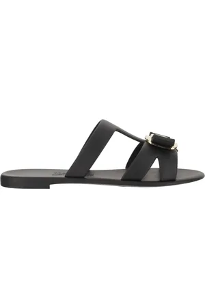 Salvatore Ferragamo Sliders, female, , Size: 5 US Bow Rubber Sandals with Golden Plaque