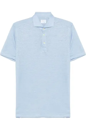 Finamore Polo Shirts, male, , Size: S Short linen polo shirt