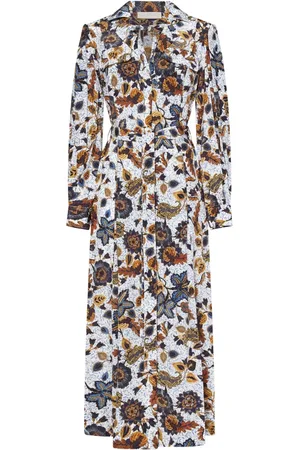 ULLA JOHNSON Shirt Dresses, female, , Size: M Floral Print Silk Midi Dress
