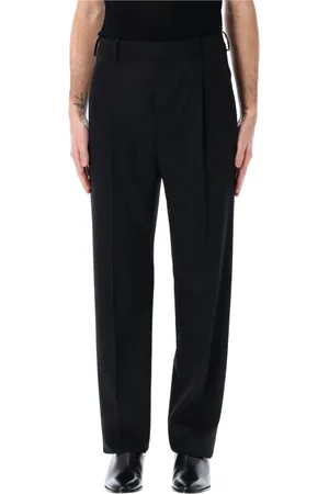 Saint Laurent Straight Trousers, male, , Size: L Wool Tuxedo Pants