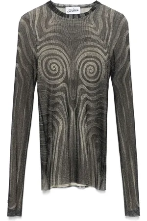 Jean Paul Gaultier Round-neck Knitwear, female, , Size: XS Crew Neck Sweater Mesh Lining