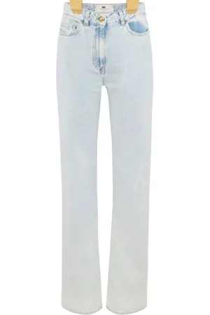 Elisabetta Franchi Straight Jeans, female, , Size: W28 Denim Straight Leg Trousers Oversized Fit