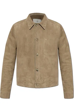 Ami Light Jackets, male, , Size: S Suede jacket with embossed logo