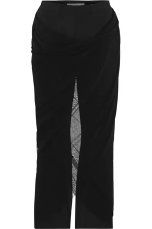 Jean Paul Gaultier Straight Trousers, female, , Size: M Wool Trousers with Tulle Detail