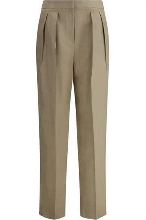 Giorgio Armani Slim-fit Trousers, female, , Size: S Silk Shantung Pleated Pants
