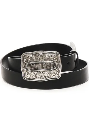 MAGLIANO Belts, male, , Size: L Leather Engraved Logo Belt