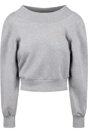 The Attico Sweatshirts, female, , Size: XS Mélange-effect Crew Neck Sweatshirt with Cut-out Details