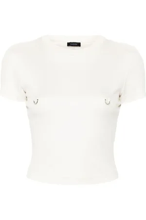 MUGLER T-Shirts, female, , Size: S Star Appliqué Crew Neck T-shirt