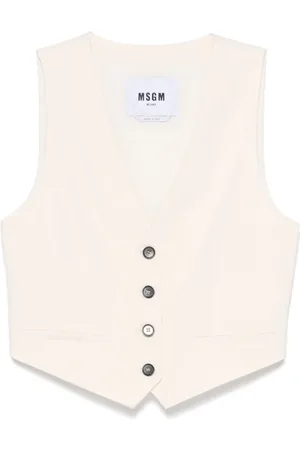Msgm Vests, female, , Size: S V-Neck Sleeveless Sweater