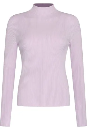 Twin-Set Turtlenecks, female, , Size: L Ribbed Purple Turtleneck Sweater