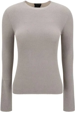 Giorgio Armani Round-neck Knitwear, female, , Size: S Elegant Ribbed Sweater