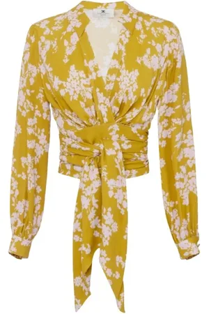 Elisabetta Franchi Blouses, female, , Size: XS Floral Print V-Neck Shirt