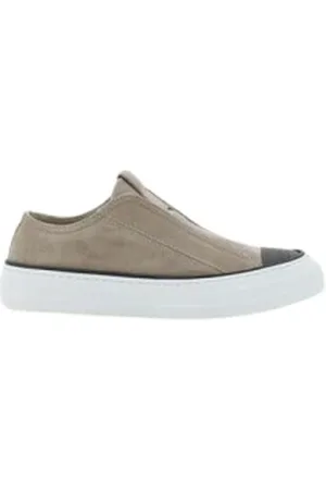 Brunello Cucinelli Sneakers, female, , Size: 7 1/2 US Jewel Embellished Slip-On Leather Sneakers