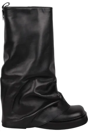 The Attico High Boots, female, , Size: 8 US Layered Leather Boots with Round Toe