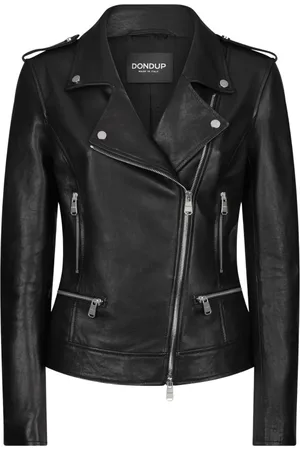 Dondup Leather Jackets, female, , Size: M Biker Jacket with Asymmetric Closure