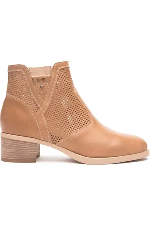 Nero Giardini Heeled Boots, female, , Size: 7 US Camel Leather Shoes with Zipper Closure