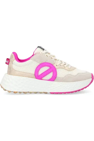 No Name Sneakers, female, , Size: 7 US Beige Carter Jogger Sneaker with Neon Pink Accents